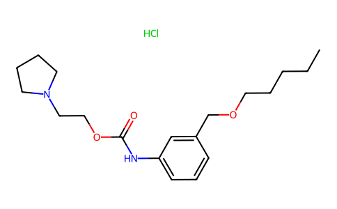 Carbanilic acid, m-((pentyloxy)methyl)-, 2-(1-pyrrolidinyl)ethyl ester, hydrochloride 80171-65-9